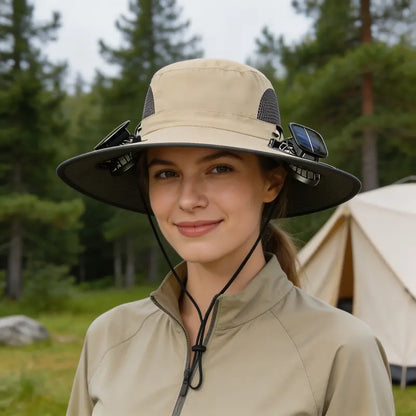 2026 Outdoor Wide Brim Cooling Hat with Dual Fans & UPF 50+ Sun Protection