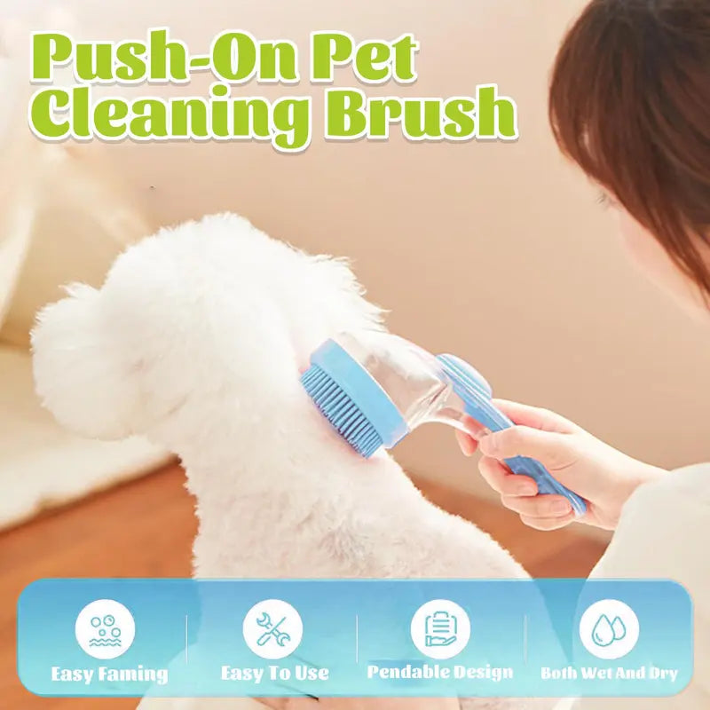 Pet Bath Brush with Shampoo Dispenser – Gentle Grooming & Deep Cleaning for Dogs and Cats