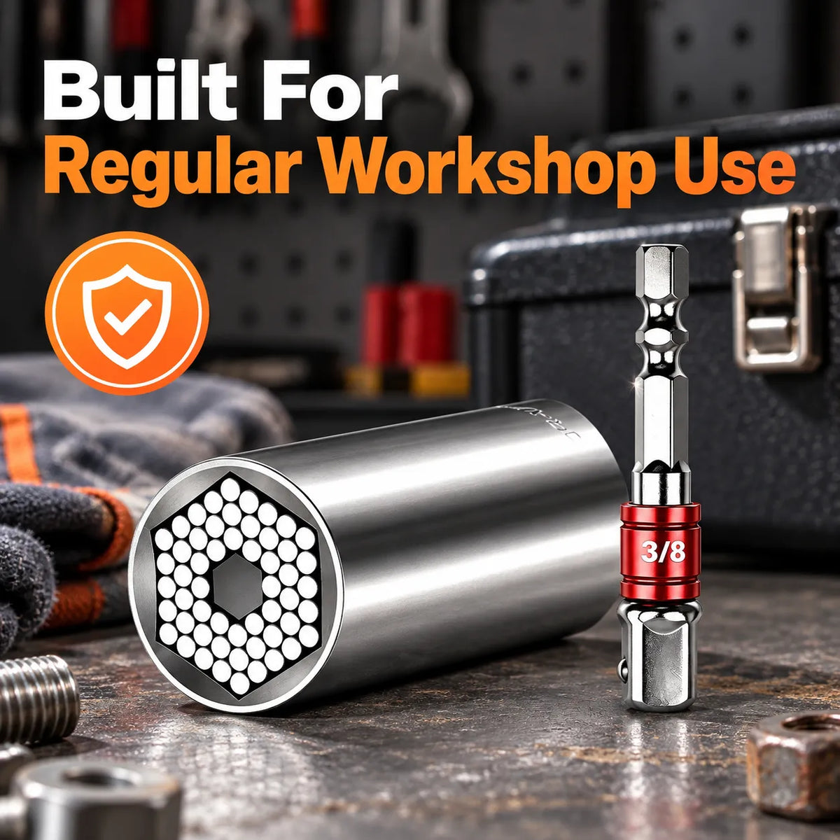 🎁Universal Grip Socket Tool With Power Drill Adapter – 7–19mm