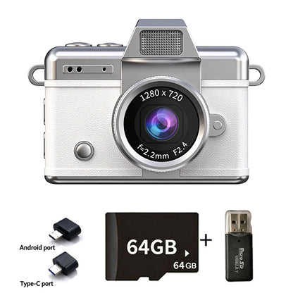 🎁1080P Mini Keychain Digital Camera – Retro Pocket Camera with Flip Screen & Flash, 32GB/64GB Card & Charging Cable Included