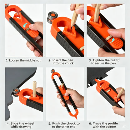 🎁Precision Contour Gauge With Lock & Bonus Wooden Carpenter Pencil