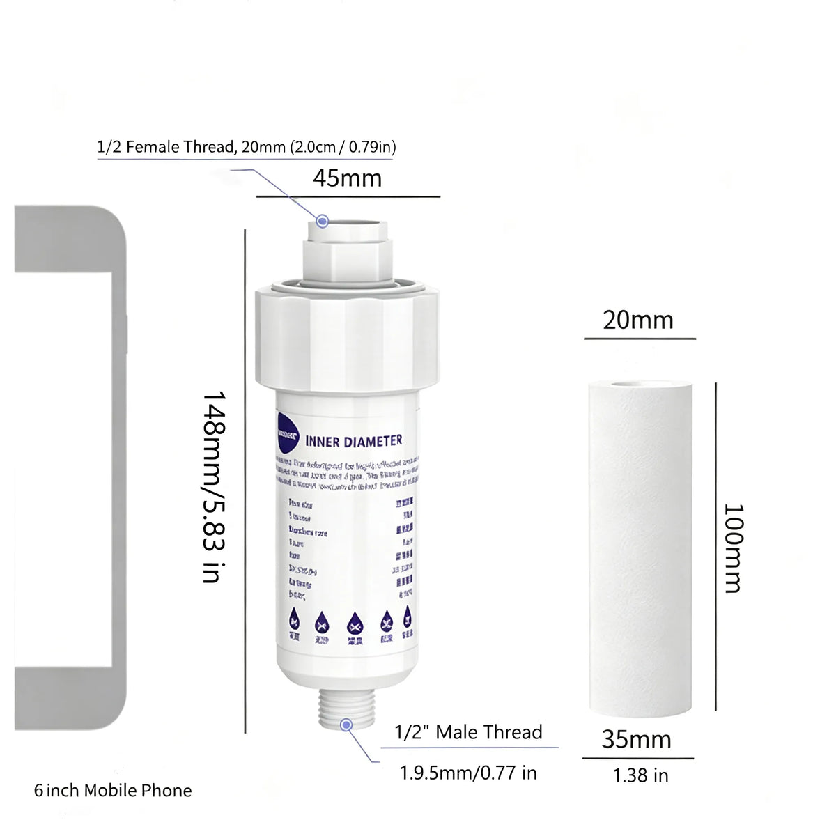 🎁Universal Household Water Filter With Chlorine Reduction & Replaceable Ceramic Cartridge
