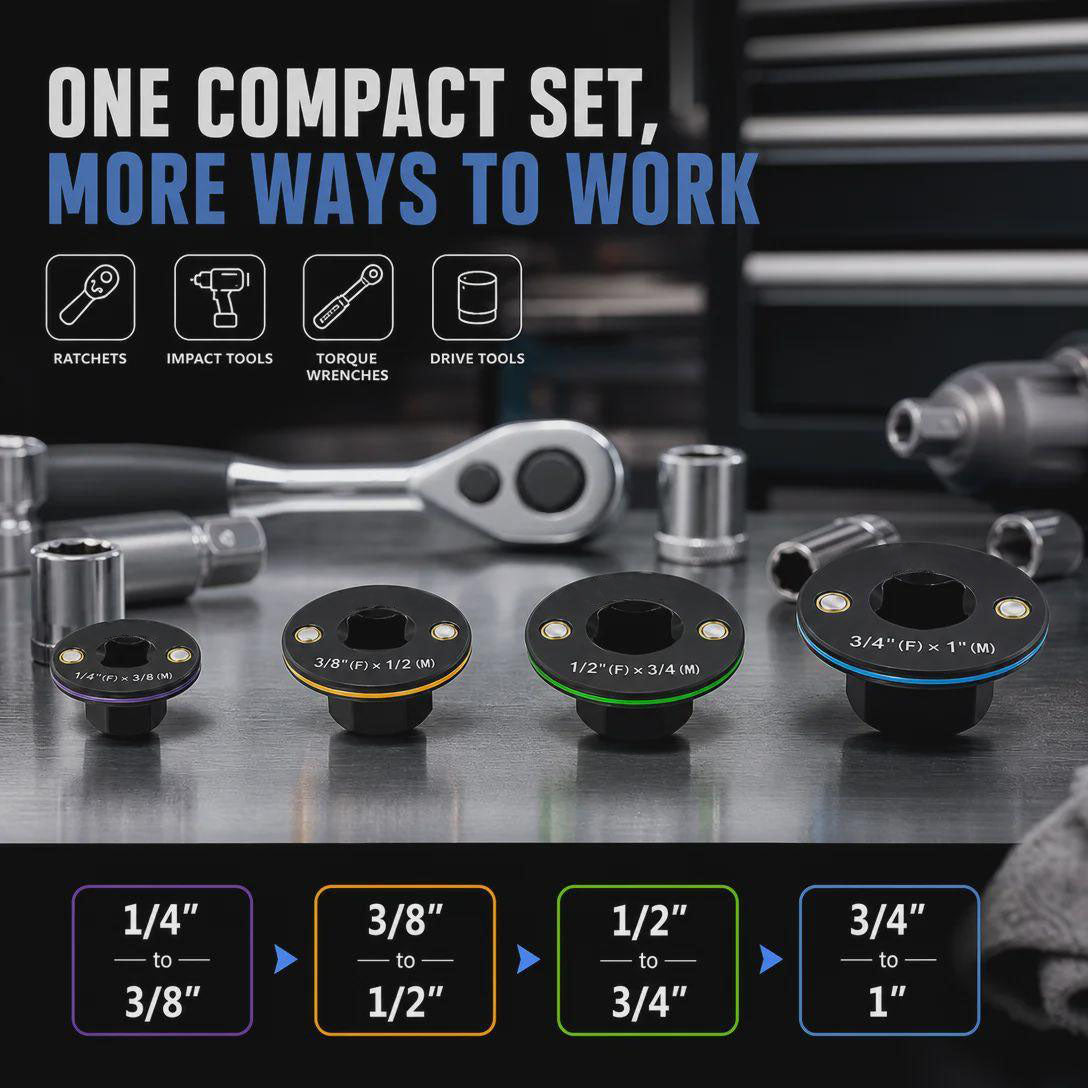Low-Profile Impact Socket Adapter Set for Tight Spaces