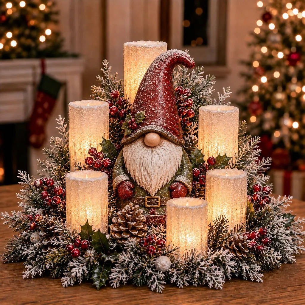 🎁Christmas Lighted Centerpiece With Flameless Candle Glow