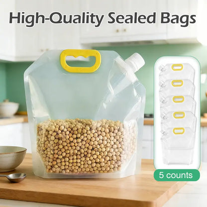 5 Counts Reusable Food Sealed Bags, leak proof design