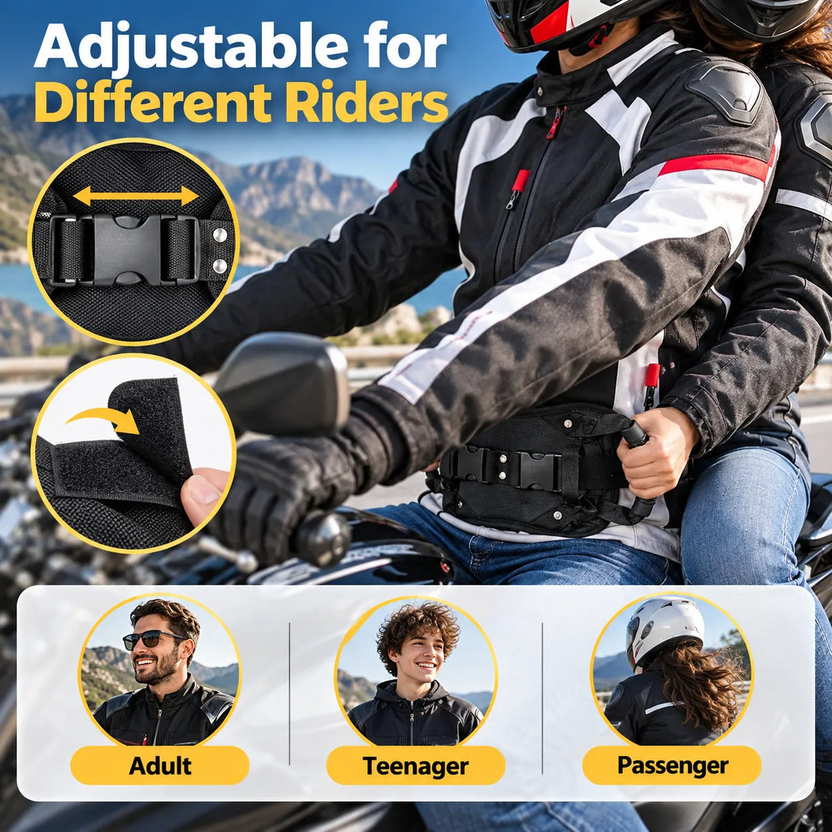 🎁Adjustable Motorcycle Passenger Grab Handle Strap