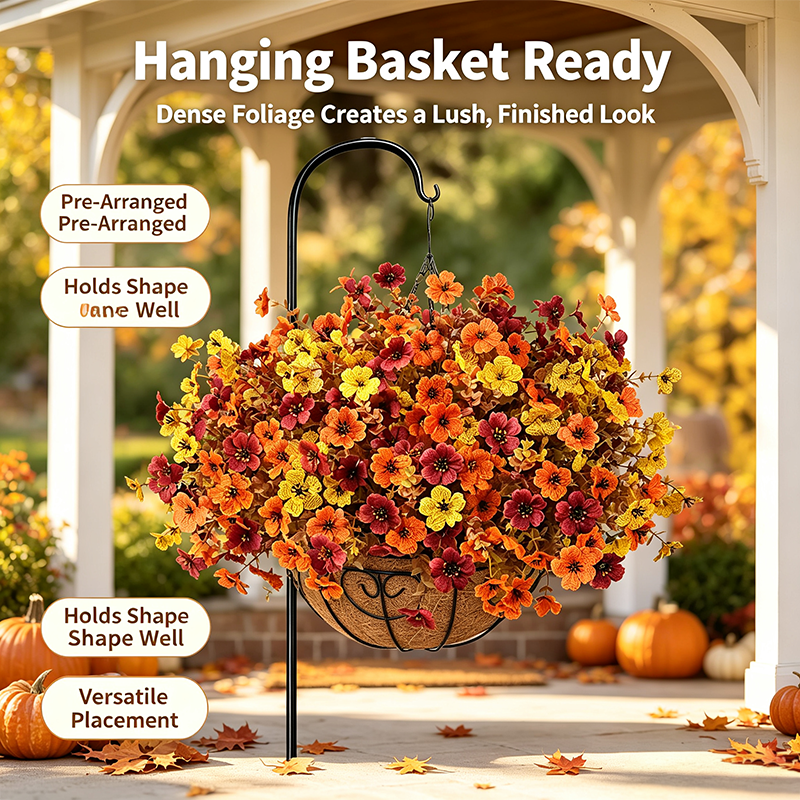Fall Artificial Flower Halloween 12pcs. UV Resistant Colorful Fake Flower🍂