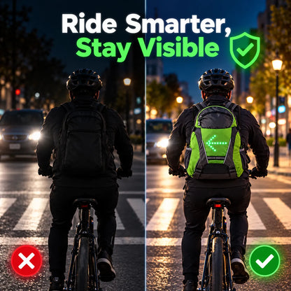🎁LED Signal Backpack – 15L Waterproof Cycling Backpack with Wireless Turn Signal Remote