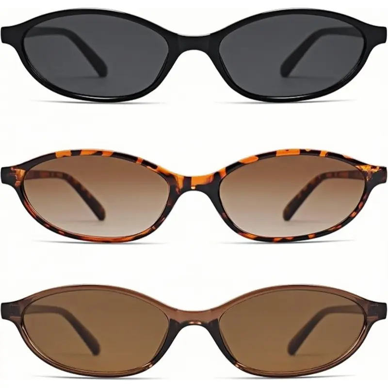 3PCS Retro Oval Sunglasses Set – Vintage Y2K Cat Eye Sunglasses for Women 😎✨