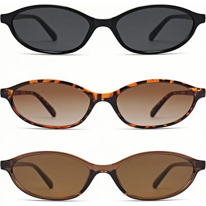 3PCS Retro Oval Sunglasses Set – Vintage Y2K Cat Eye Sunglasses for Women 😎✨
