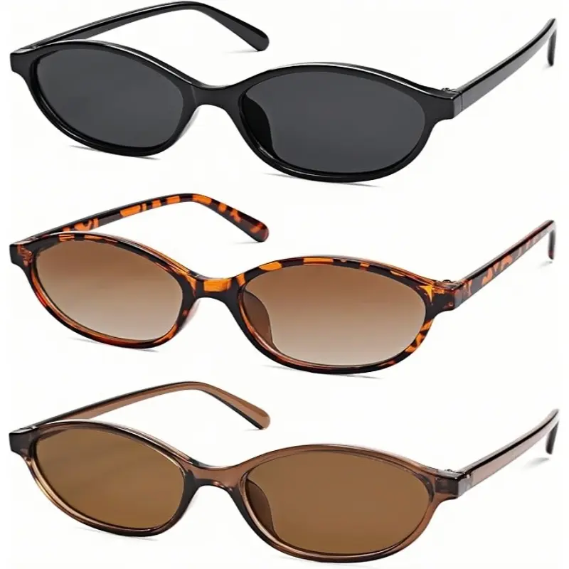 3PCS Retro Oval Sunglasses Set – Vintage Y2K Cat Eye Sunglasses for Women 😎✨