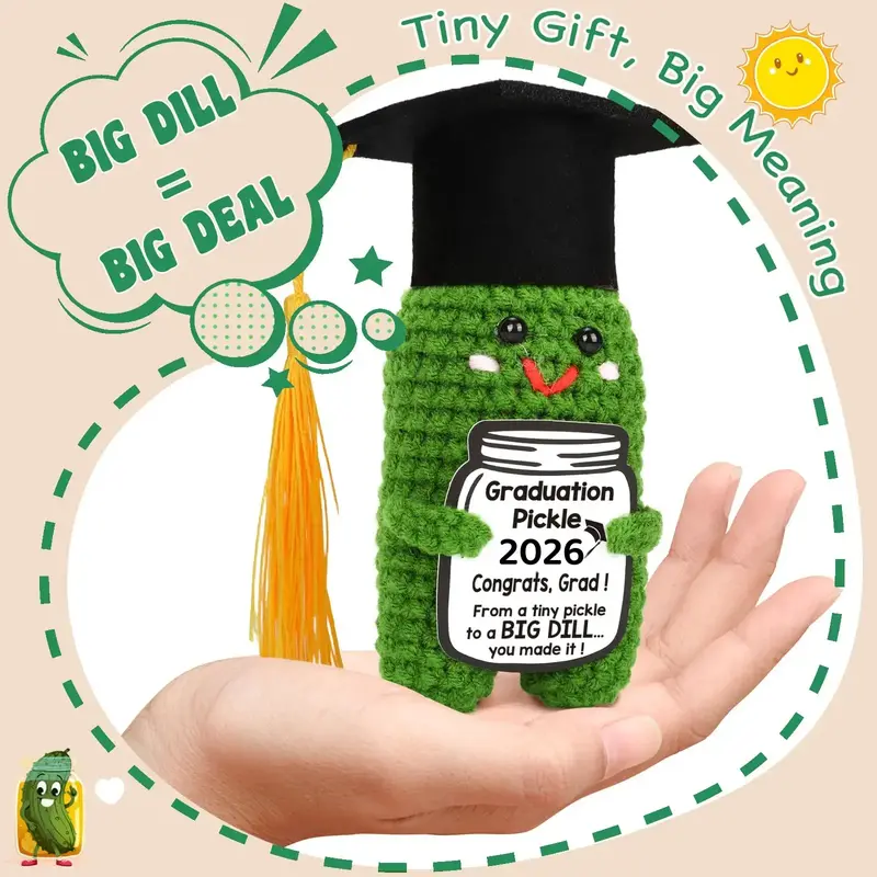 Graduation Pickle Crochet Gift 2026 🥒🎓 Funny Handmade Graduation Keepsake for Class of 2026