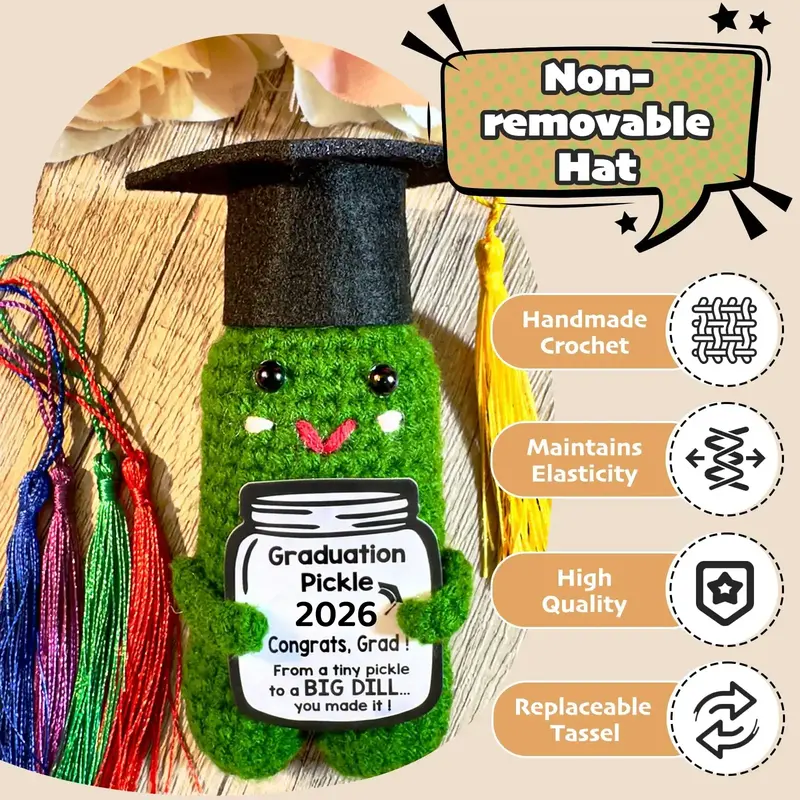 Graduation Pickle Crochet Gift 2026 🥒🎓 Funny Handmade Graduation Keepsake for Class of 2026
