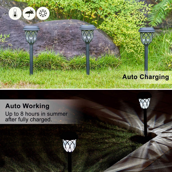 Paquete de 2 luces solares para caminos de jardín, aceras y entradas al aire libre
