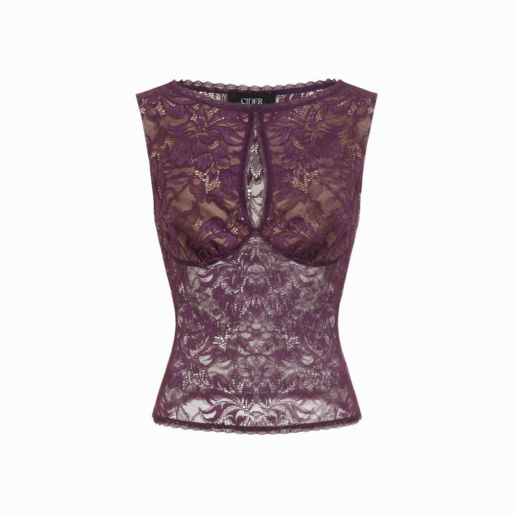 Vintage Floral Lace Sleeveless Top for Women
