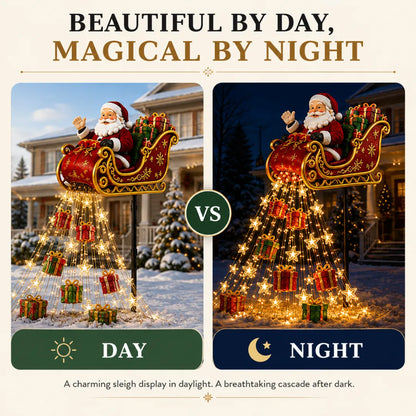 🎅✨ 2026 New Santa’s Flying Sleigh Gift Cascade – Solar Christmas Garden Light