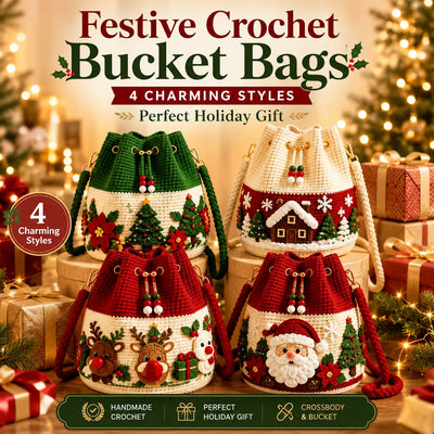 🎁Christmas Crochet Bucket Crossbody Bag – Festive Holiday Handbag