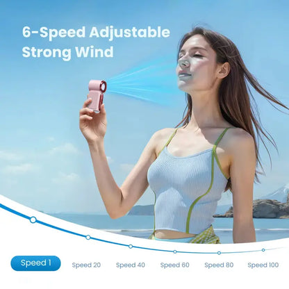 Mini Handheld Turbo Fan with LED Display – 100-Speed Portable Pocket Cooling Fan for Women, USB Rechargeable Travel & Makeup Essential