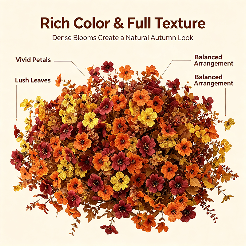 Fall Artificial Flower Halloween 12pcs. UV Resistant Colorful Fake Flower🍂