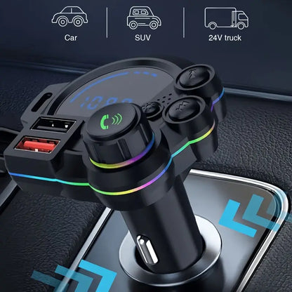 PD 30W Type-C Car Charger & Bluetooth 5.3 FM Transmitter – Fast Charging Wireless MP3 Player with RGB Lights 🚗✨