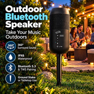 🎁Solar Powered Outdoor Bluetooth Speaker – 360° Sound, IPX6 Waterproof