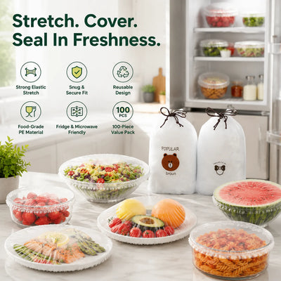 100PCS Stretch Food Covers For Bowls Plates & Containers