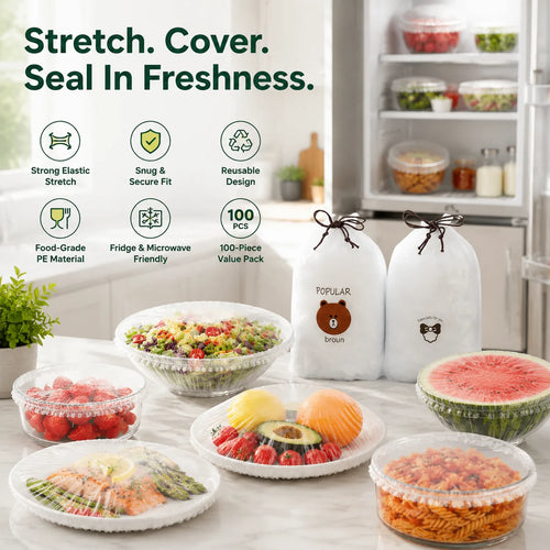 100PCS Stretch Food Covers For Bowls Plates & Containers