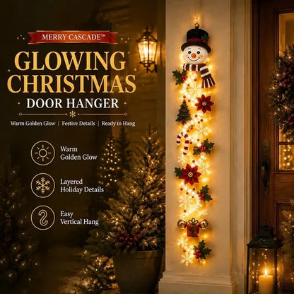 🎁Lighted Christmas Door Hanger – Glowing Santa, Snowman & Reindeer Holiday Wall Decor
