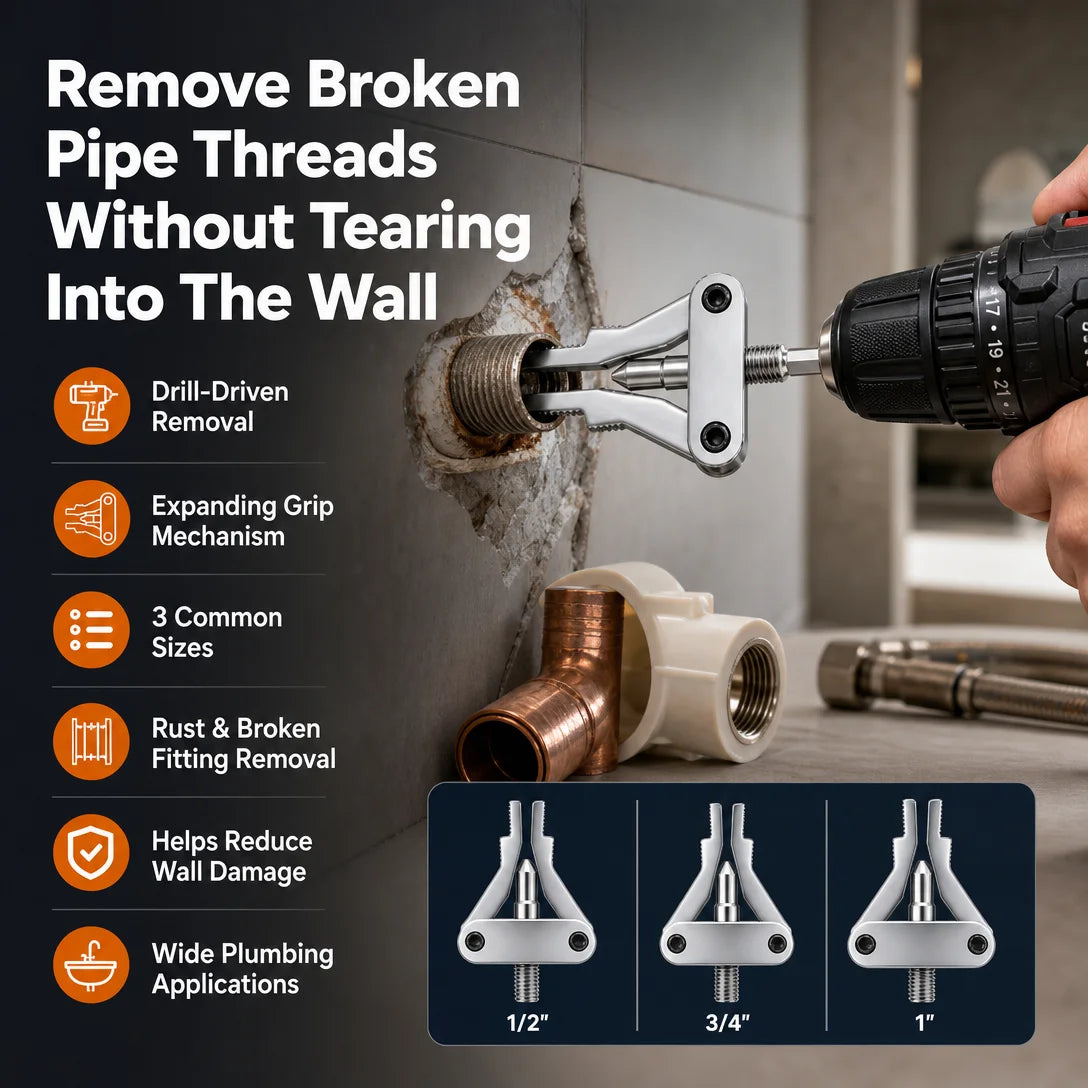 Universal Drill-Driven Broken Pipe Thread Extractor Set