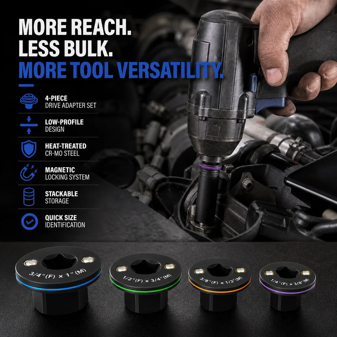 Low-Profile Impact Socket Adapter Set for Tight Spaces