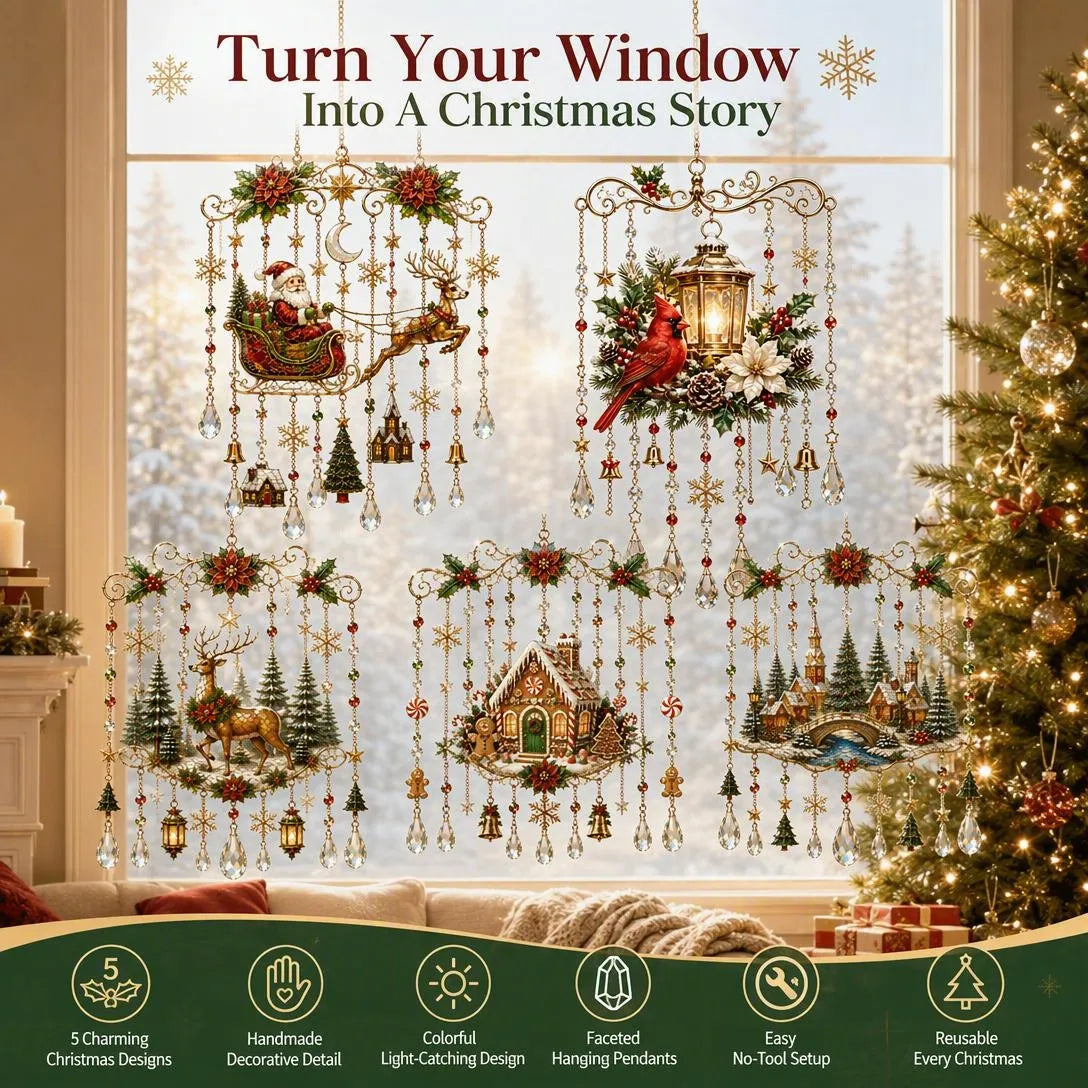 Handmade Christmas Stained Glass Window Hanging