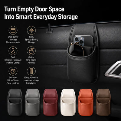 Multifunctional Leather Car Door Storage Pocket