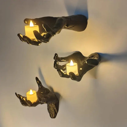 3-Pack Creepy Reaching Hands Halloween Wall Decor with LED Candles
