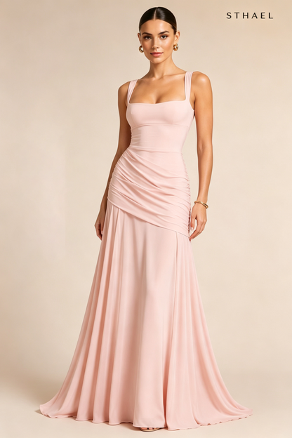 Women’s Elegant Square-Neck Backless Maxi Dress