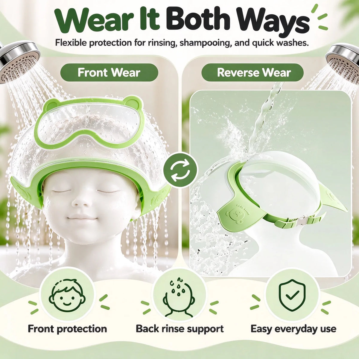 🎁Baby Waterproof Shampoo Cap – Adjustable Tear-Free Bath Visor with Eye & Ear Protection