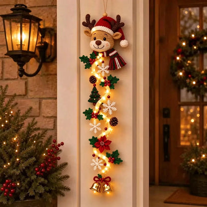 🎁Lighted Christmas Door Hanger – Glowing Santa, Snowman & Reindeer Holiday Wall Decor