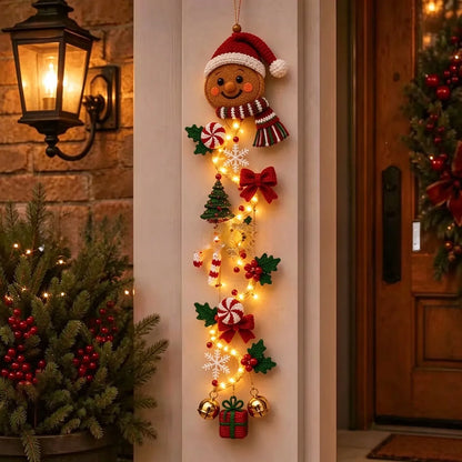 🎁Lighted Christmas Door Hanger – Glowing Santa, Snowman & Reindeer Holiday Wall Decor