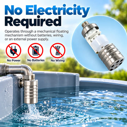 🎁Automatic Stainless Steel Water Float Valve – Compact Self-Regulating Water Level Controller with Automatic Shut-Off for Water Tanks, Pools & Storage Systems