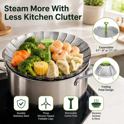 Expandable Stainless Steel Folding Steamer Basket