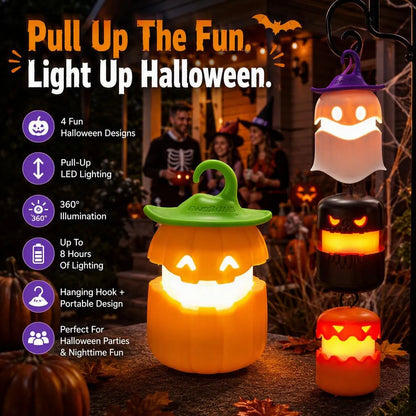 Pull-Up Halloween Lanterns With Fun LED Character Designs