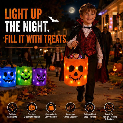 Light Up Halloween Candy Buckets For Trick Or Treating