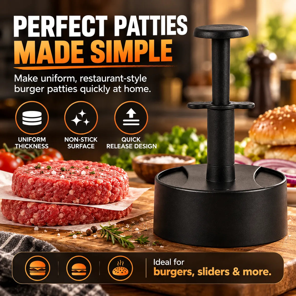 🎁Hamburger Patty Maker with Press Handle – Easy Burger Mold