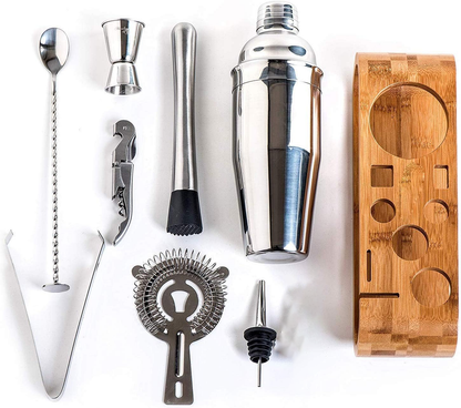 10-Piece Stainless Steel Cocktail Shaker & Bartender Kit
