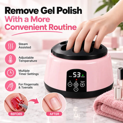 🎁Steam Gel Nail Polish Remover – Adjustable Temperature & Timer for At-Home Nail Care