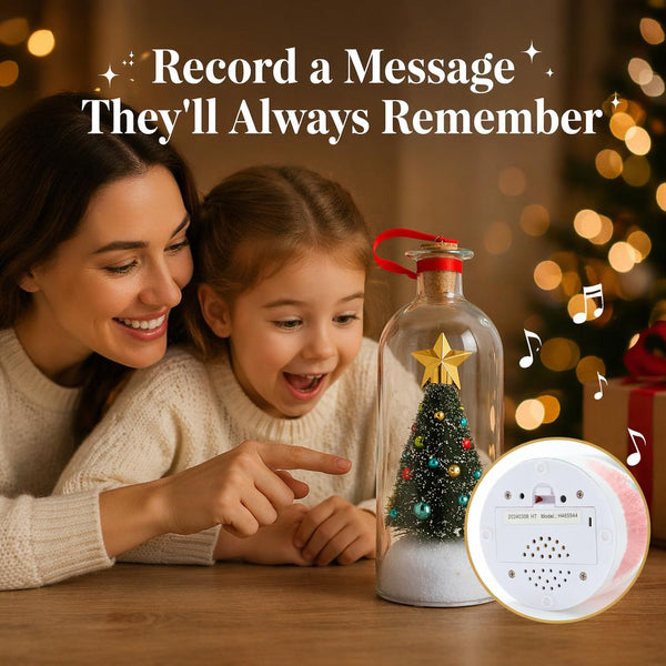 🎄 Recordable Christmas Tree Message in a Bottle – Personalized Holiday Keepsake Gift