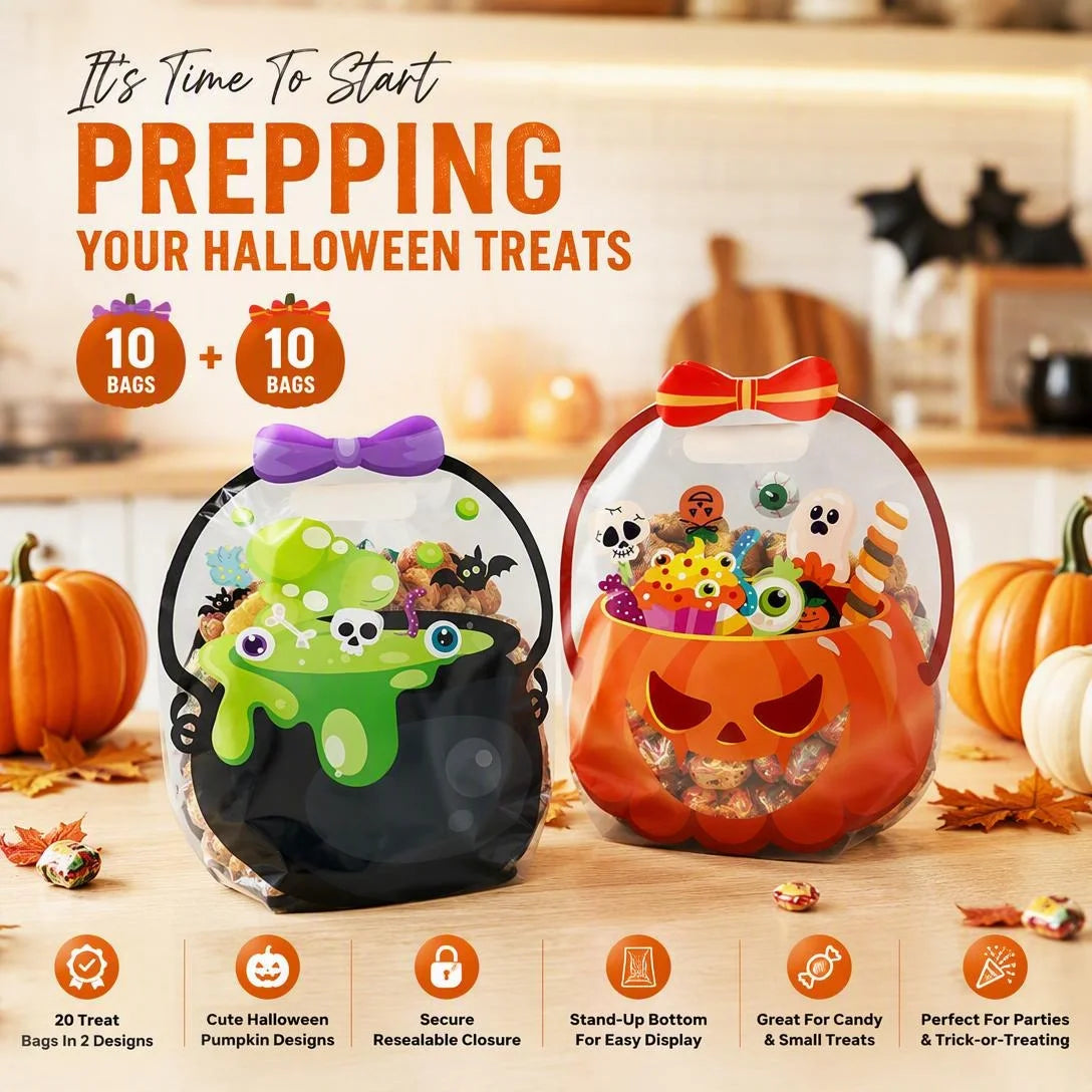 Halloween Pumpkin Treat Bags – 20 Pack