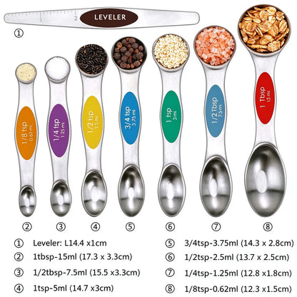 🎁9-Piece Magnetic Stainless Steel Measuring Spoon Set – Dual-Sided for Cooking & Baking