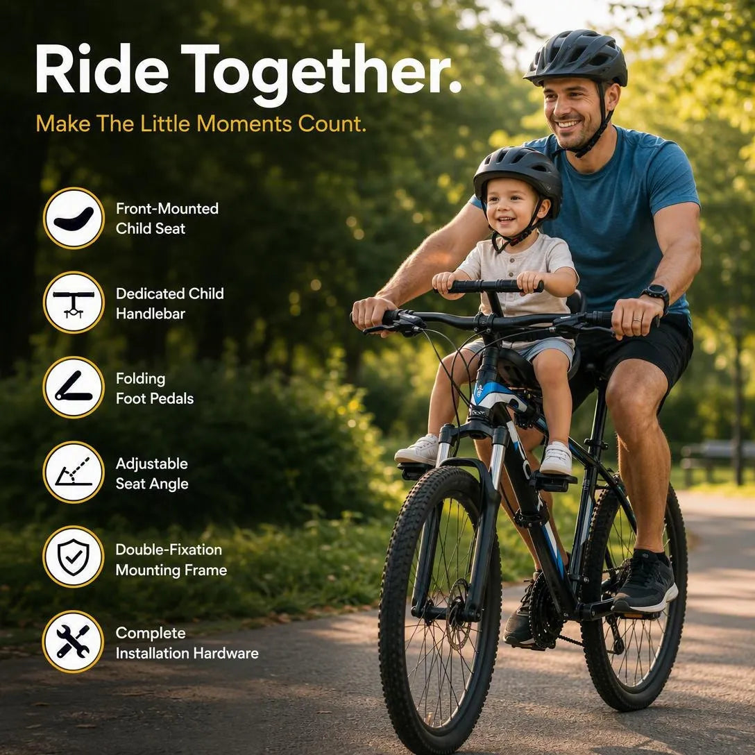 Front-Mounted Kids Bike Seat Set for Family Rides(3PCS)