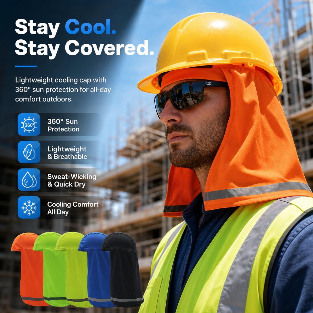 4-Pack Cooling Sun Protection Helmet Cap- 360° Head & Neck Coverage for Work & Outdoor Adventures