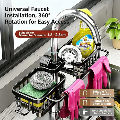 🎁Over Faucet Sink Organizer Rack With Detachable Drip Tray